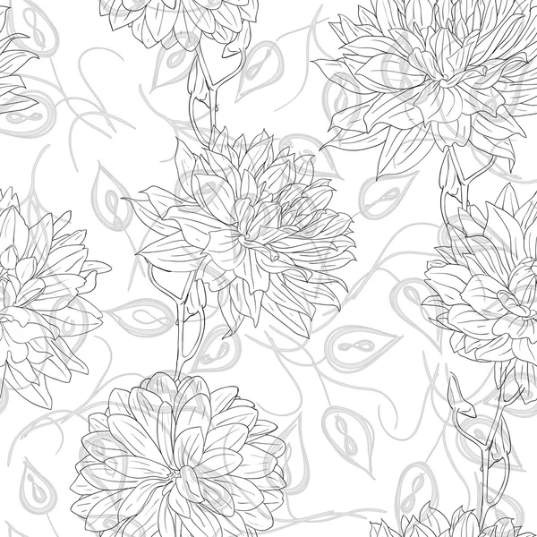 手描きの一連の異なった花と花の壁紙. — ストックベクタ