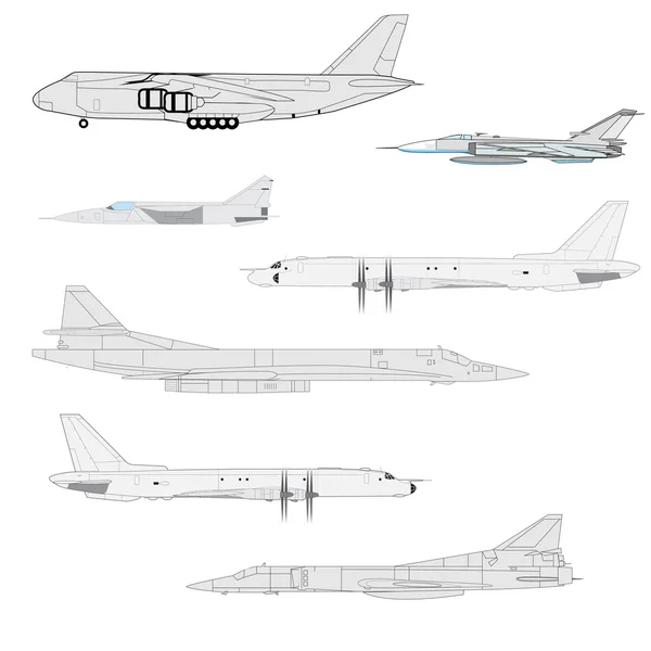 Aviones de combate. Equipo. ilustración vectorial para diseñadores — Archivo Imágenes Vectoriales