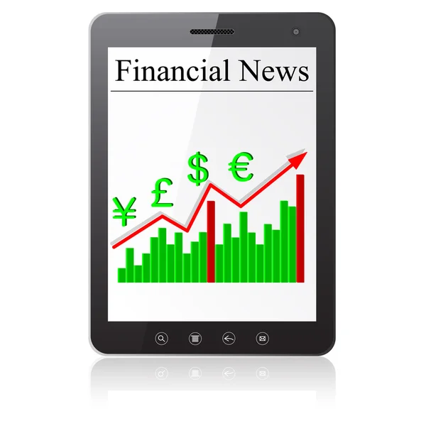 Financial News on Tablet PC. Isolated on white. — Stock Vector