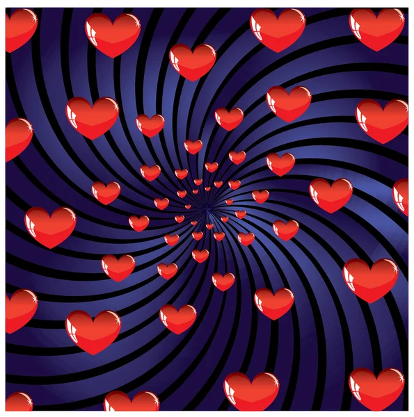 赤い愛のハートベクトルのイラストとバレンタインオーナメント — ストックベクタ