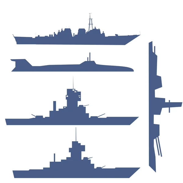 Ilustracja z czterech statek sylwetka zbiory — Wektor stockowy
