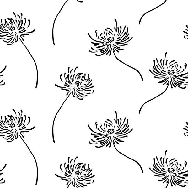 Papier peint floral dessiné à la main avec ensemble de différentes fleurs . — Image vectorielle