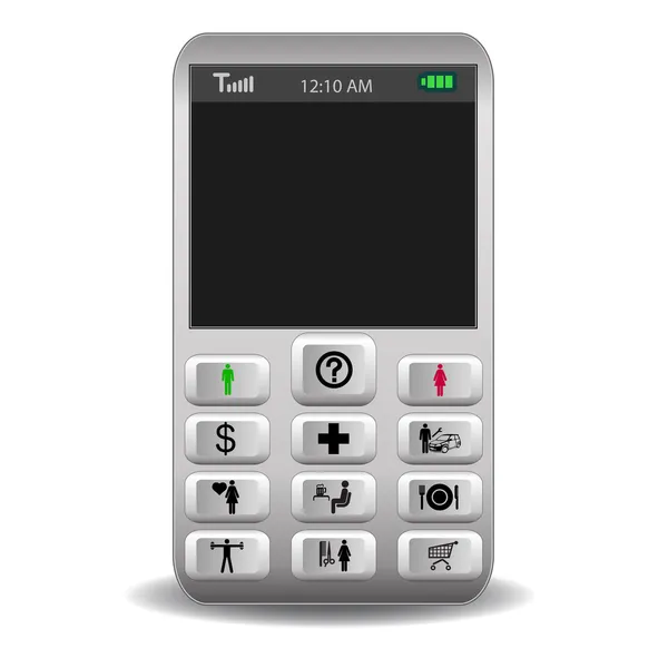 Mobilní telefon s ikonami na tlačítka volání — Stockový vektor