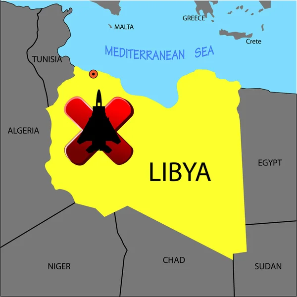 Prohibition of flights over Libya — Stock Vector