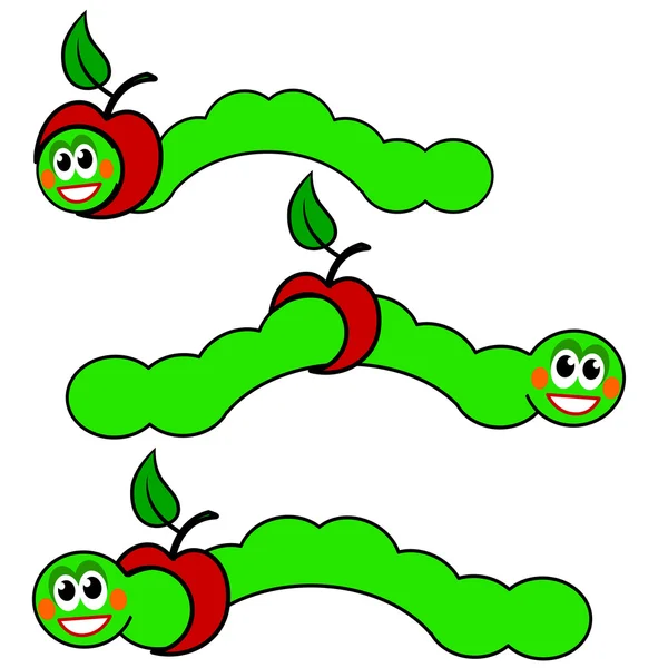 Apple and Worm caterpillars , vector — Stock Vector