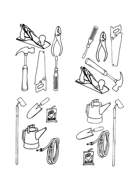 集合载体的各种工具的轮廓 — 图库矢量图片