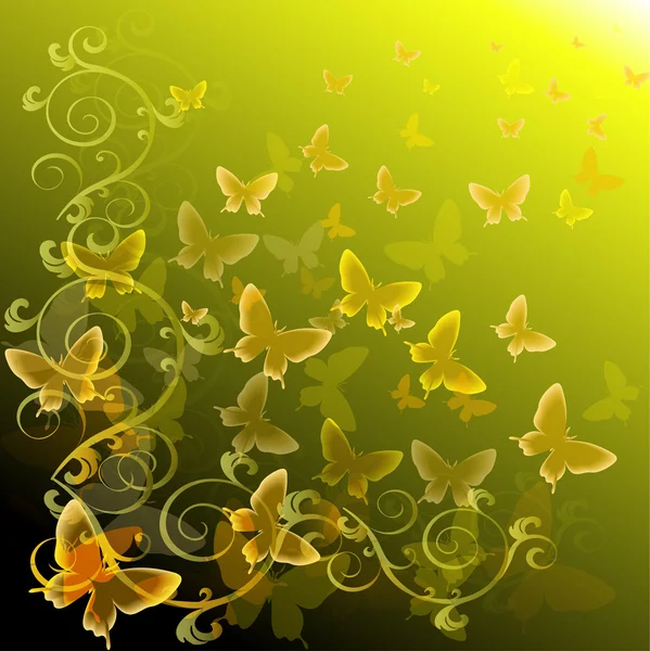 Fundo colorido abstrato com borboletas — Vetor de Stock