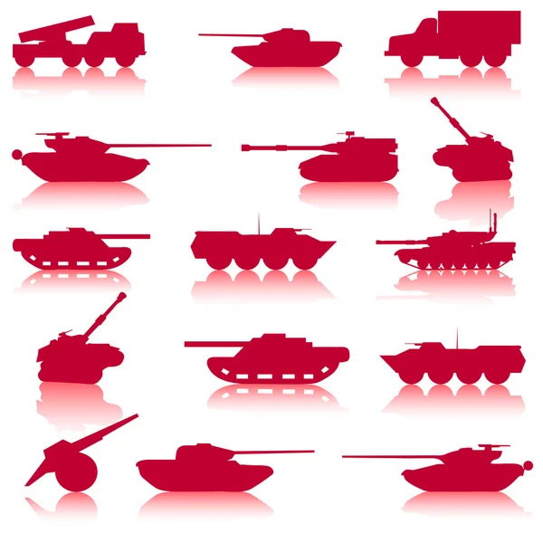 Collection set of tanks of guns — Stock Vector