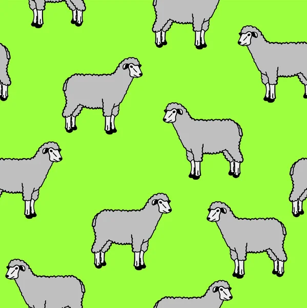 Sömlös bakgrund med får och baggar — Stock vektor