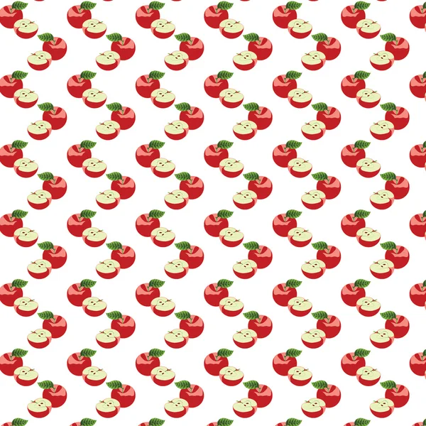 Patrón sin costuras con manzanas en el fondo verde . — Vector de stock