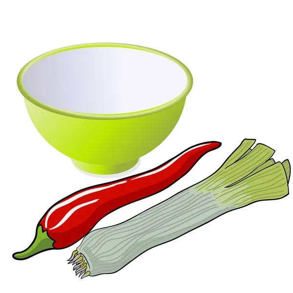 Leek and red pepper, vector illustration. — Stock Vector