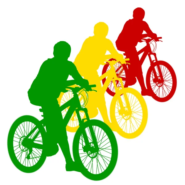 Silhouette of a cyclist male. vector illustration. — Stock Vector