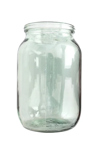 Frasco de vidro vazio isolado sobre um fundo branco — Fotografia de Stock