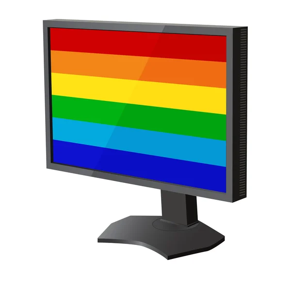 Monitor de tv lcd com bandeira de orgulho na tela. Vector illustrati — Vetor de Stock