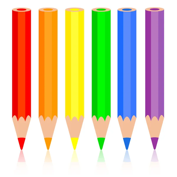 Kolorowanie kredkami, ołówkiem tęcza w pobliżu wektor wektor zestaw — Wektor stockowy