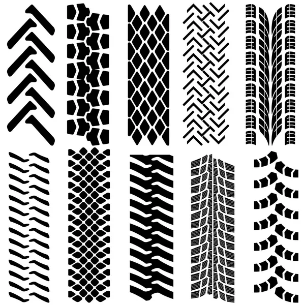 Set of detailed tire prints, vector illustration — Stock Vector