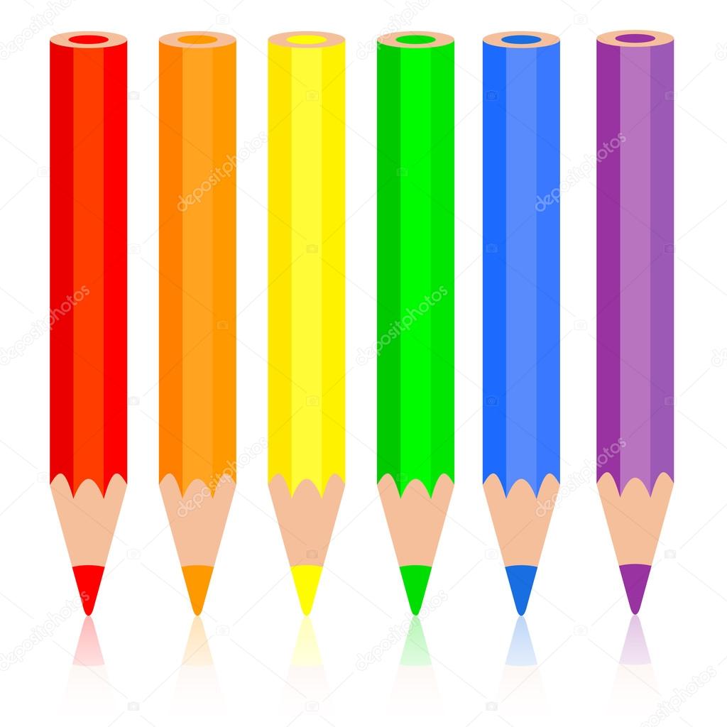 Set of colored pencil, a rainbow pencil near, vector illustratio Stock  Vector by ©aarrows 36903947