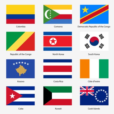 Set Flags of world sovereign states. Vector illustration. Set n clipart