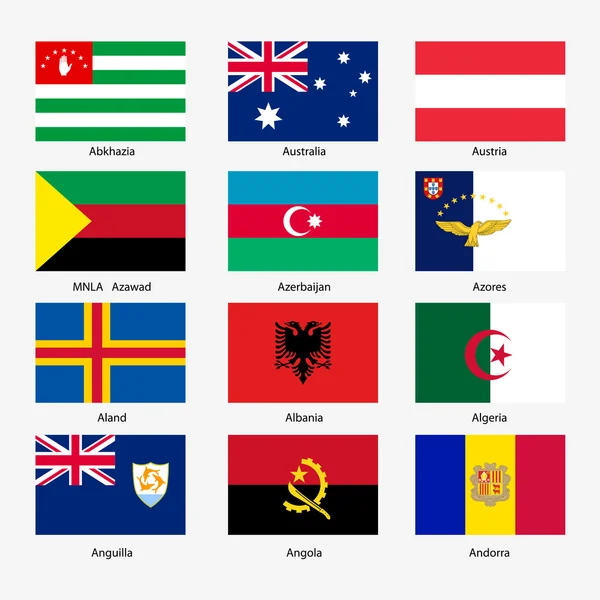 Set Flags of world sovereign states. Vector illustration. Set n — Stock Vector