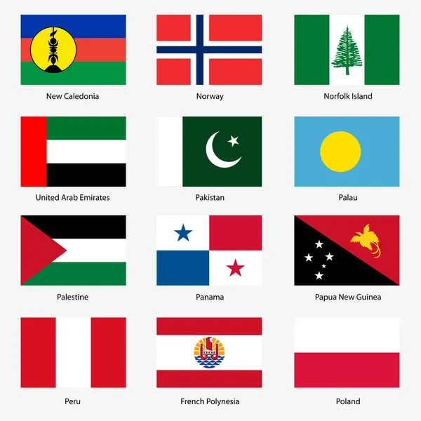 Set Flags of world sovereign states. Vector illustration. Set n — Stock Vector