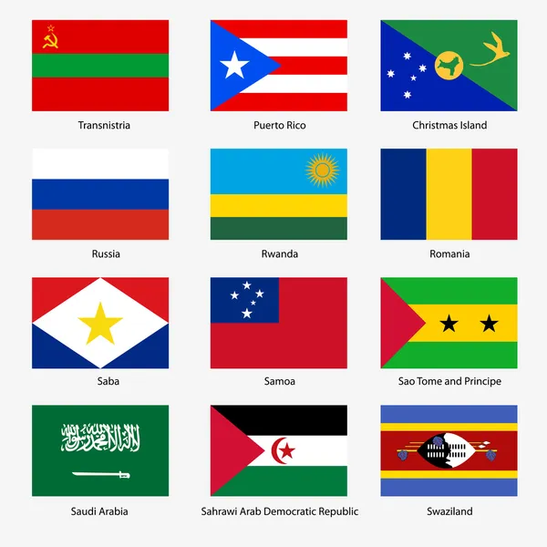 Set Flags of world sovereign states. Vector illustration. Set n — Stock Vector