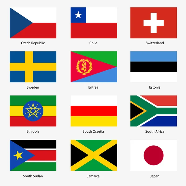 Set Flags of world sovereign states. Vector illustration. Set n — Stock Vector