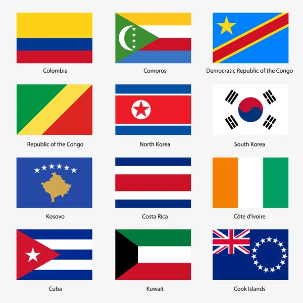 Set Flags of world sovereign states. Vector illustration. Set n — Stock Vector