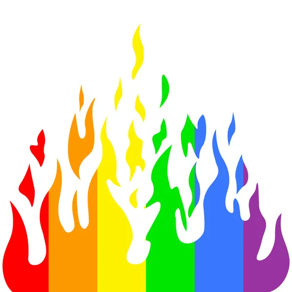 Brûler la flamme feu couleurs arc-en-ciel — Image vectorielle