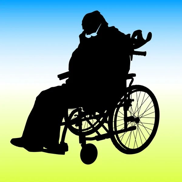 Een gehandicapte man in de rolstoel silhouet. vector illustratio — Stockvector