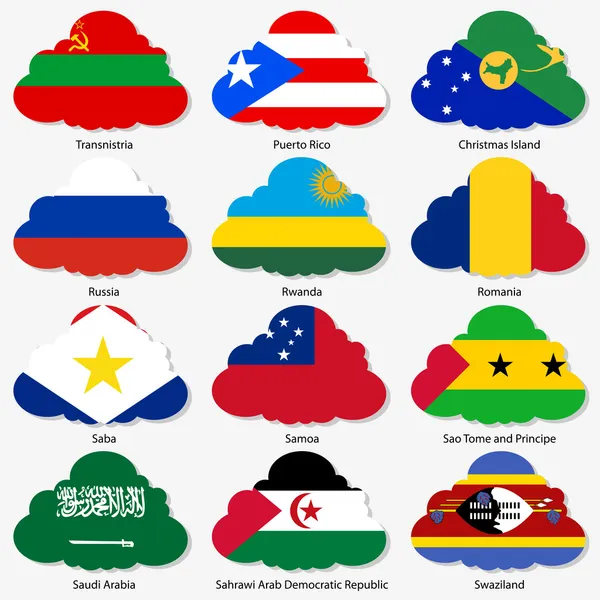 Zestaw flagi państw świata w formie chmury. wektor il — Wektor stockowy
