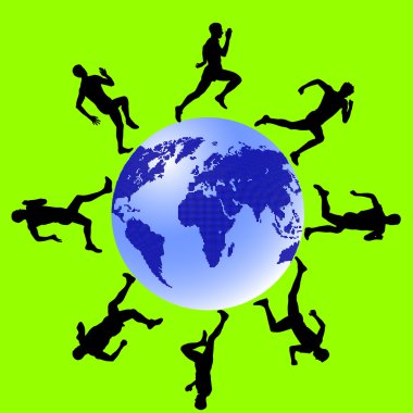 siluetleri, dünya çapında sporcular çalıştırın. vektör çizim.