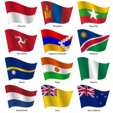 lijst van vlaggen van wereld soevereine staten instellen vectorillustratie.