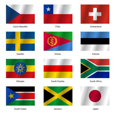 lijst van vlaggen van wereld soevereine staten instellen vectorillustratie.