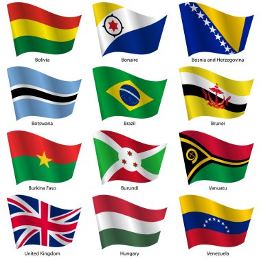 lijst van vlaggen van wereld soevereine staten instellen vectorillustratie.
