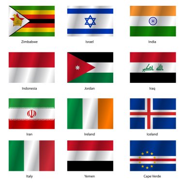 lijst van vlaggen van wereld soevereine staten instellen vectorillustratie.