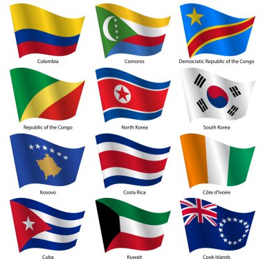 Set  Flags of world sovereign states. Vector illustration. clipart