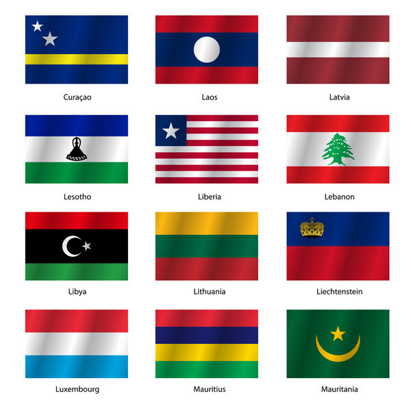 Set  Flags of world sovereign states. Vector illustration.