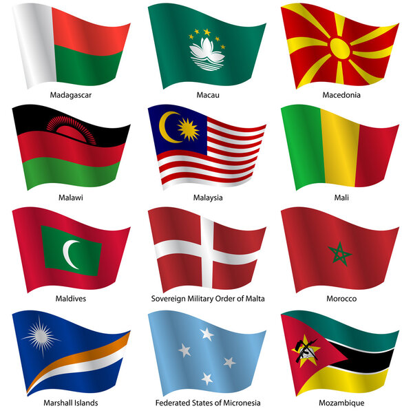 Set  Flags of world sovereign states. Vector illustration.