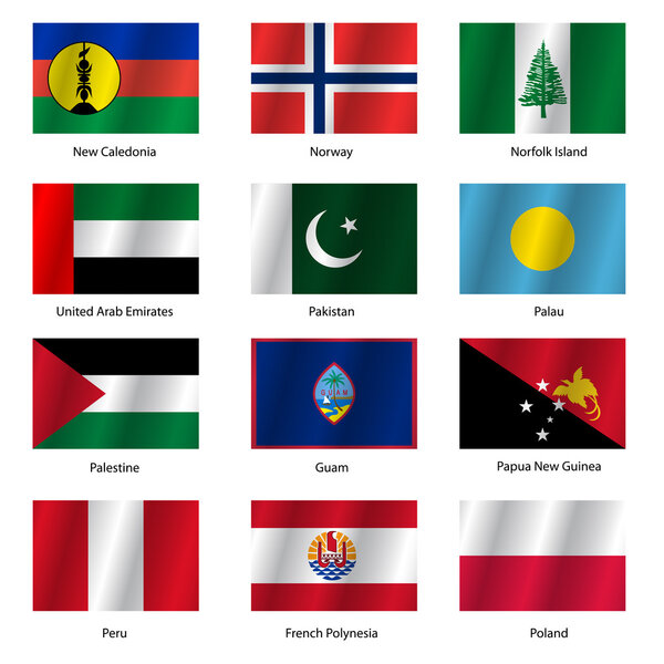 Set  Flags of world sovereign states. Vector illustration.