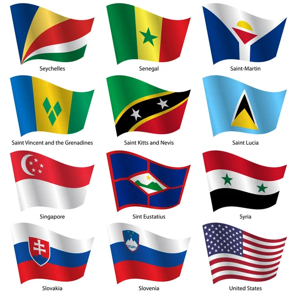 Set  Flags of world sovereign states. Vector illustration. — Stock Vector