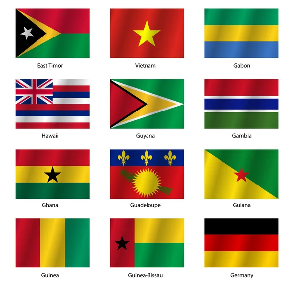 Set  Flags of world sovereign states. Vector illustration. — Stock Vector