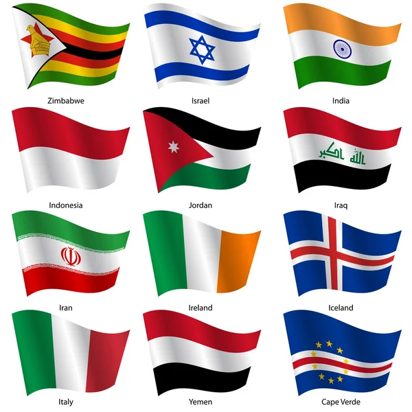 Set  Flags of world sovereign states. Vector illustration. — Stock Vector