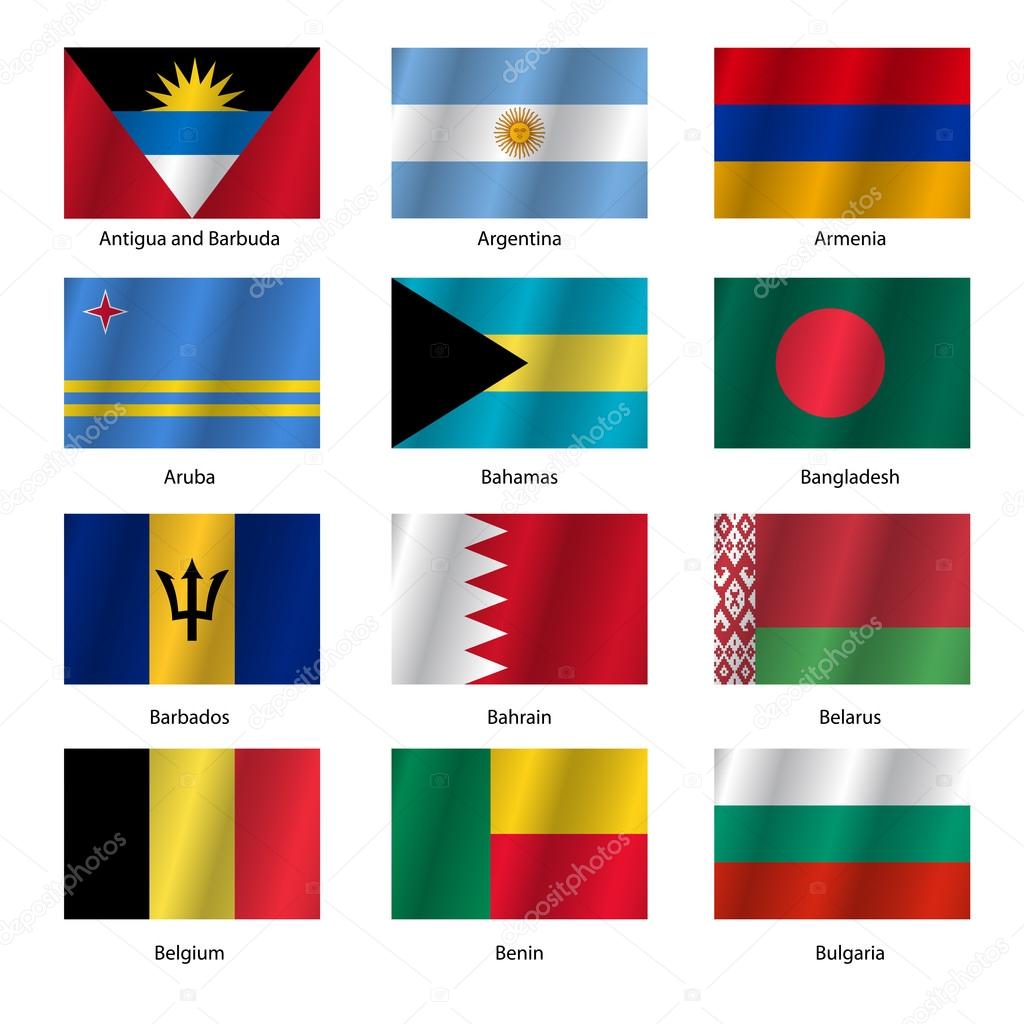 Set  Flags of world sovereign states. Vector illustration.