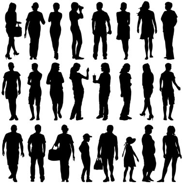 güzel siyah siluetler adamın ve kadının üzerinde beyaz backgrou