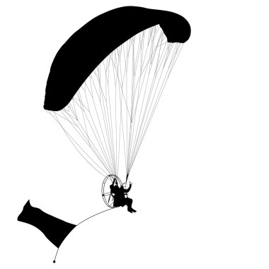 Paragliding, siluet vektör çizimi
