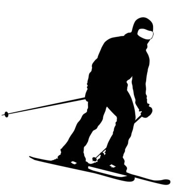 Dağ kayakçı yamaç spor siluet hızlandırmak.