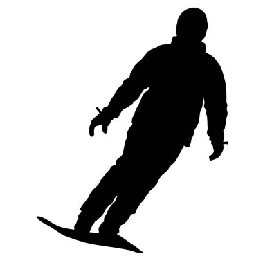 Siyah beyaz arka plan illüstrasyon snowboard siluetleri.