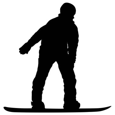 Siyah beyaz arka plan illüstrasyon snowboard siluetleri.