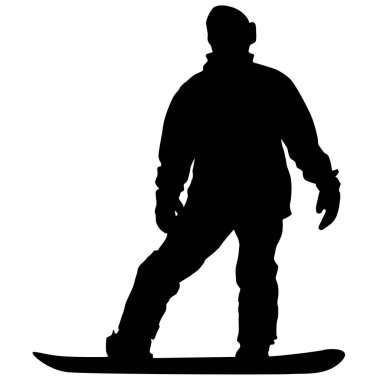 Siyah beyaz arka plan illüstrasyon snowboard siluetleri.