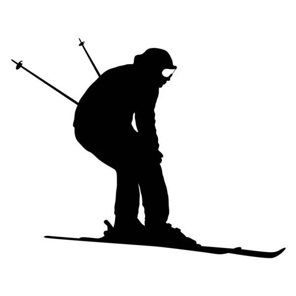Skirennfahrer Rast Hang Hinunter Sport Silhouette — Stockvektor